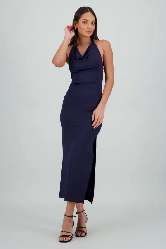 Vestido halter escote cascada maxi sold by Shasa