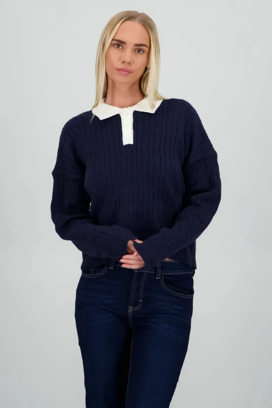 Sueter polo color block tejido sold by Shasa