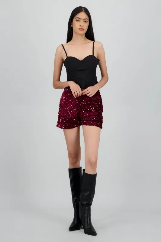 Short mini velvet lentejuela sold by Shasa