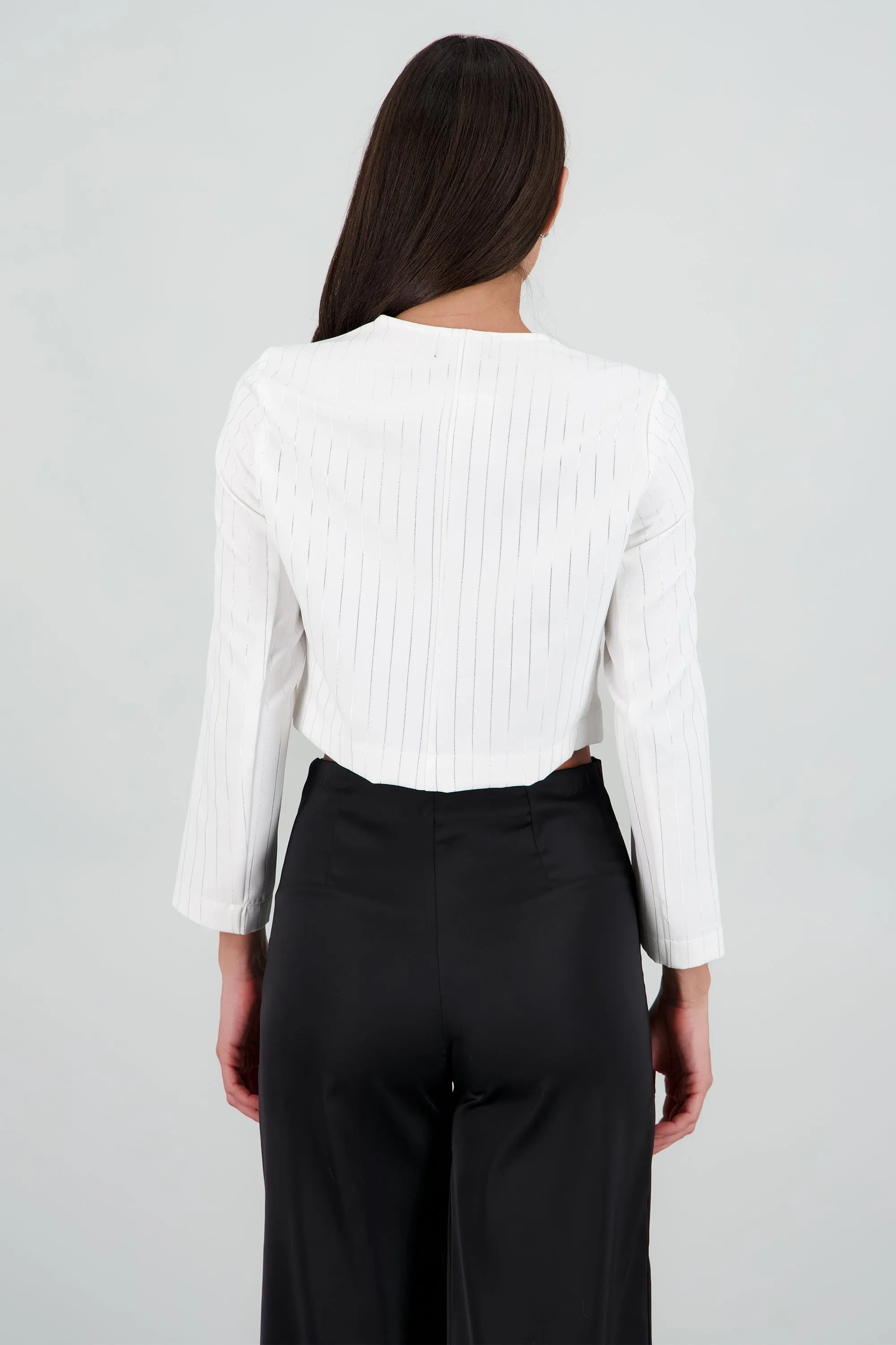 Saco cropped ligero rayas lurex sold by Shasa product image thumbnail 4