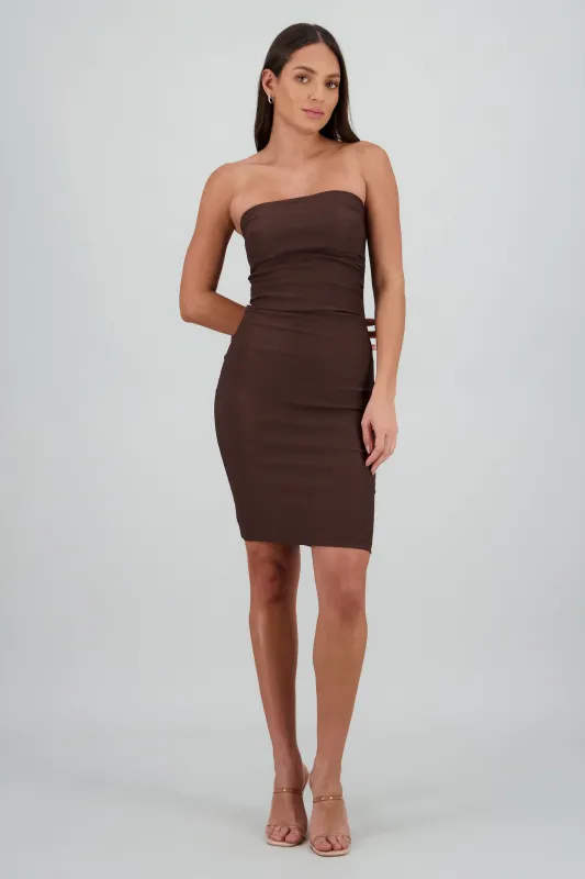 Vestido bodycon strapless con frunce sold by Shasa