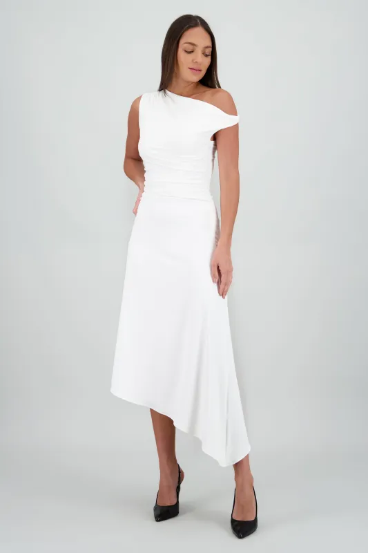 Vestido midi hombro asimetrico sold by Shasa