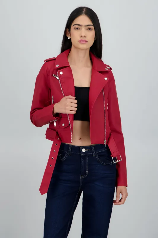 Chamarra Biker Efecto Piel Cierre sold by Shasa