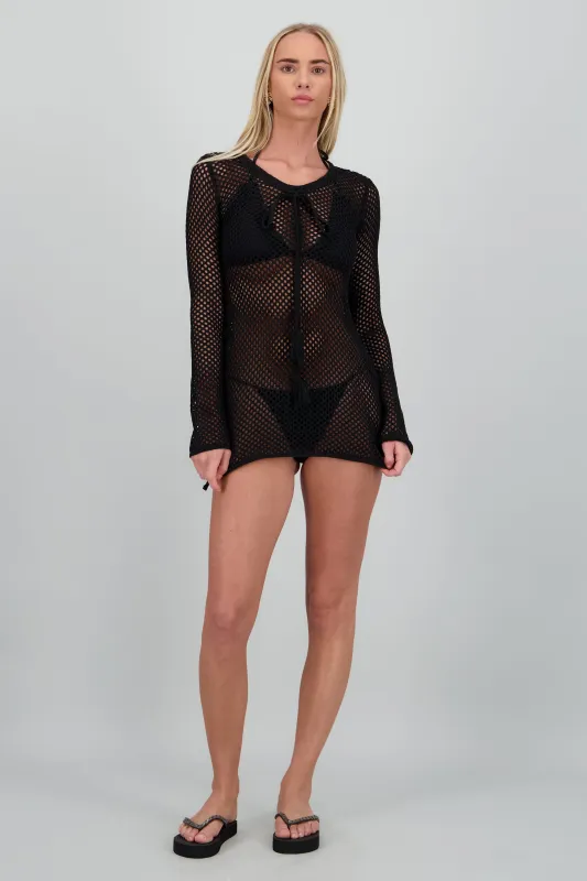 Vestido tejido tipo crochet manga larga sold by Shasa