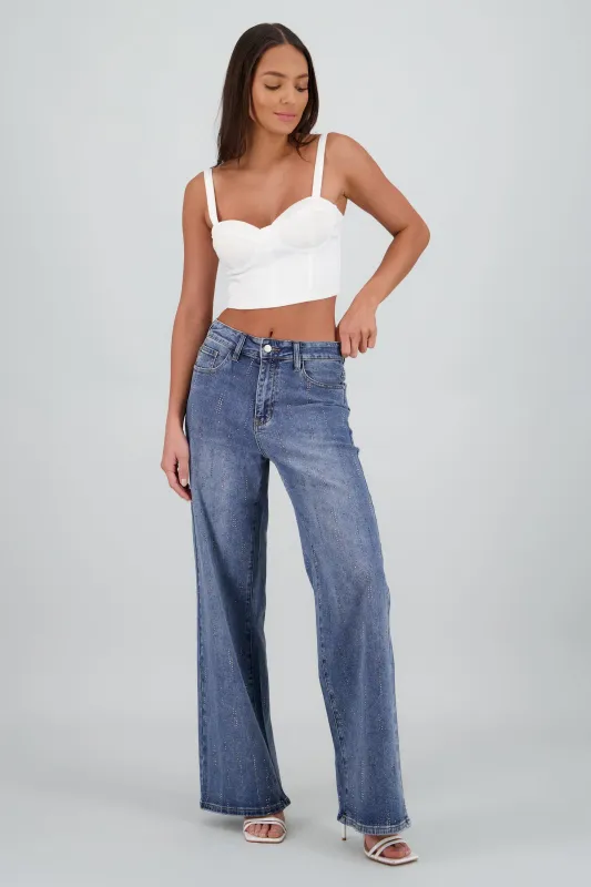 Jeans straight brillo tiras sold by Shasa