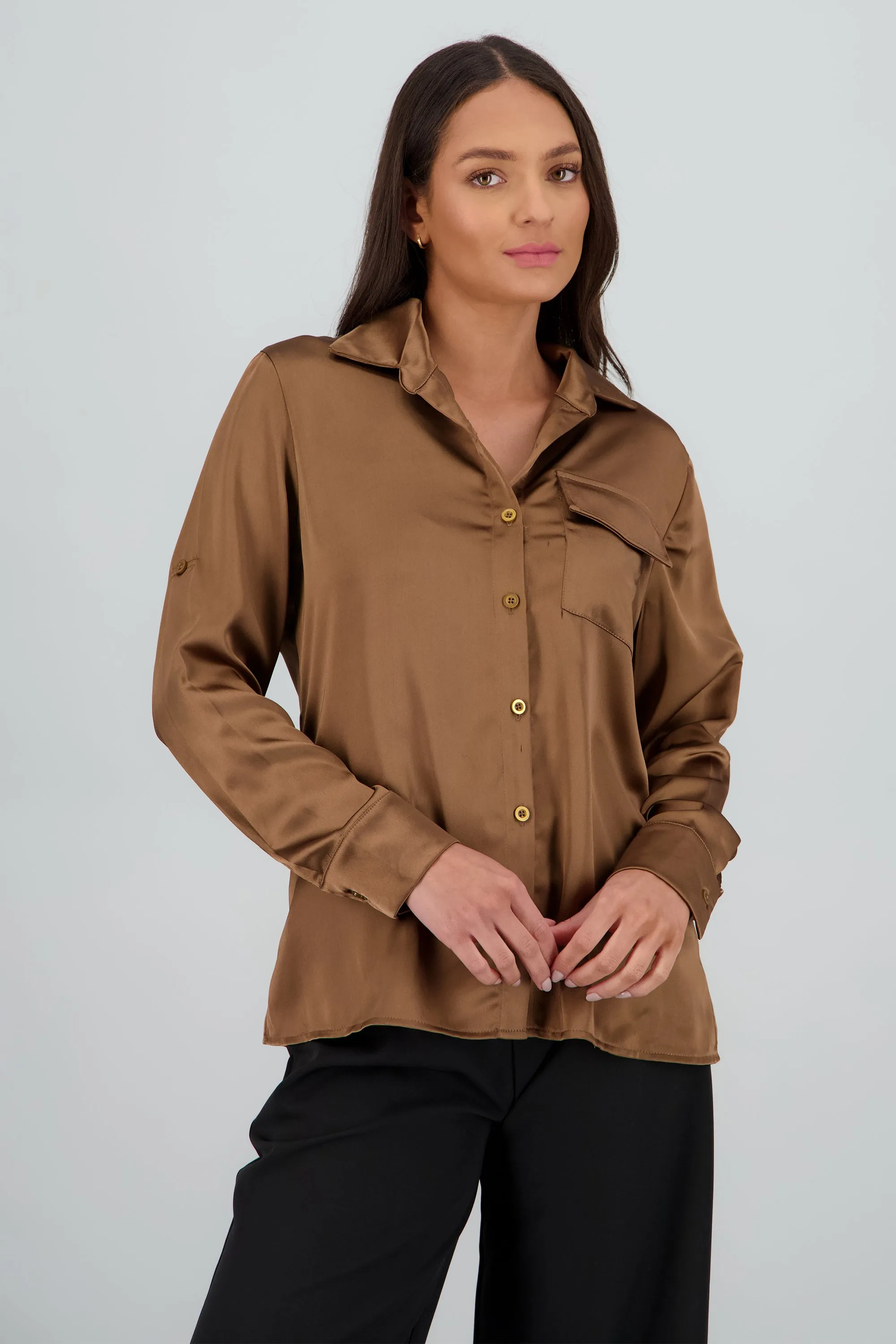 Camisa satin mangas elevador sold by Shasa product image thumbnail 2