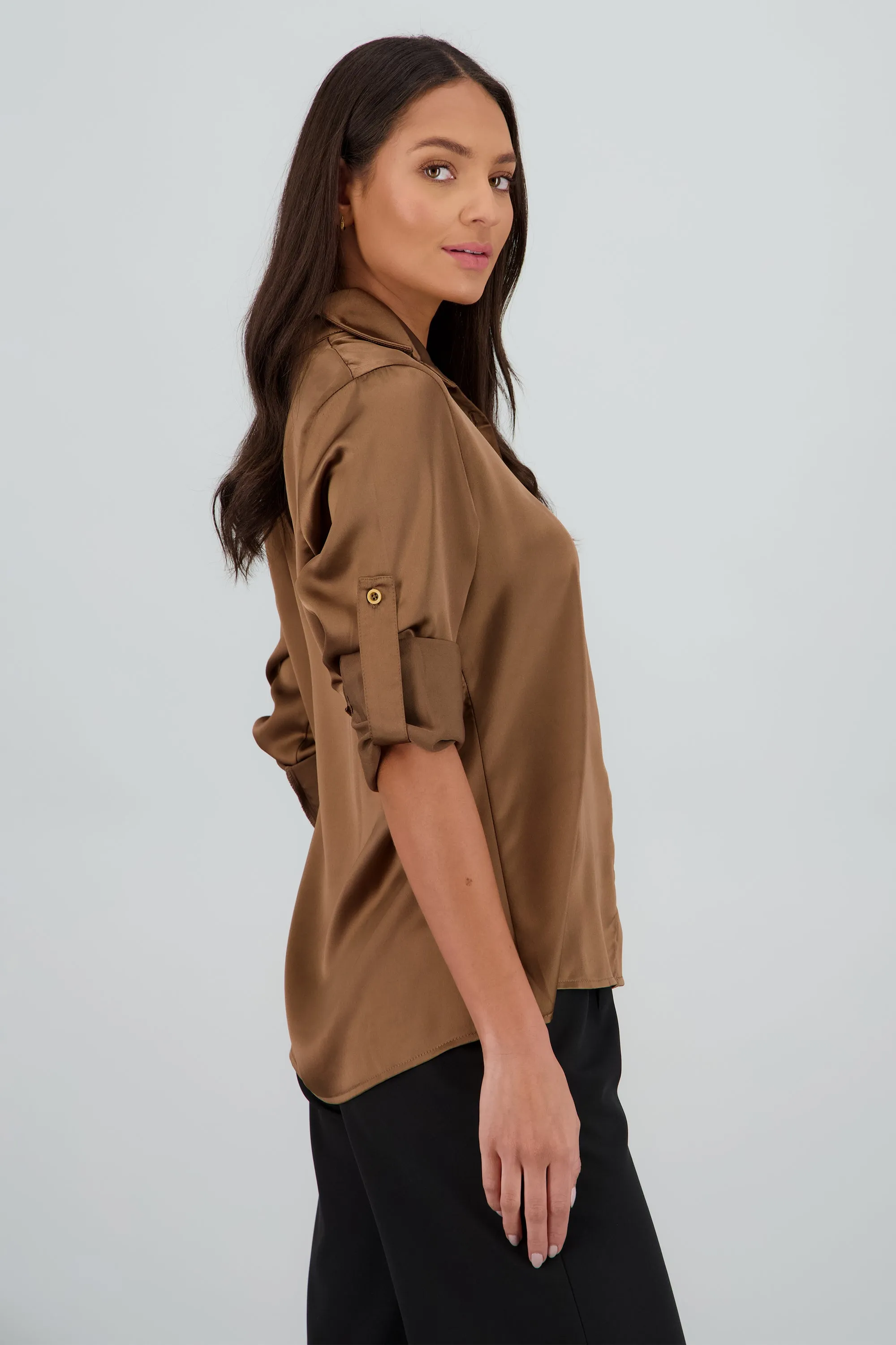 Camisa satin mangas elevador sold by Shasa product image thumbnail 3