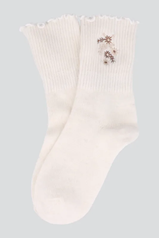 Calcetin olan bordado flor sold by Shasa