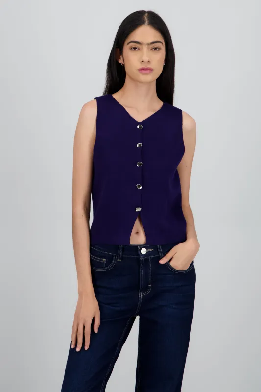 TOP TEJIDO CON DETALLE BOTONES sold by Shasa