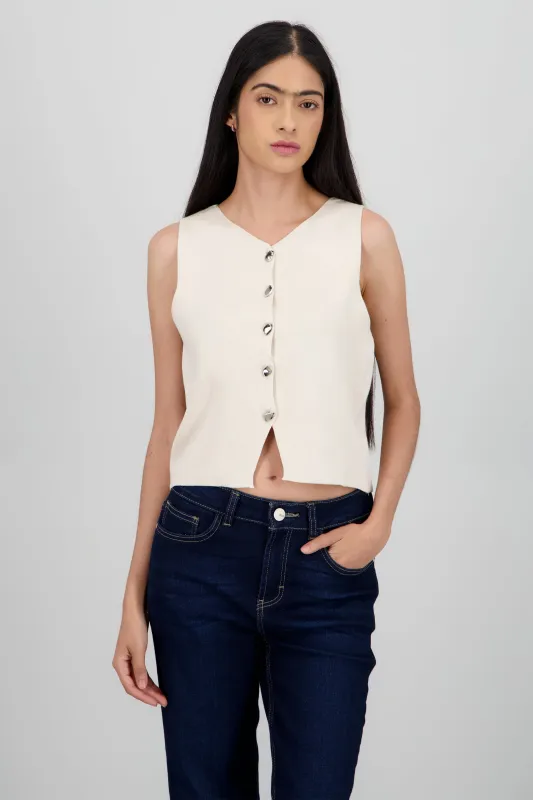 TOP TEJIDO CON DETALLE BOTONES sold by Shasa