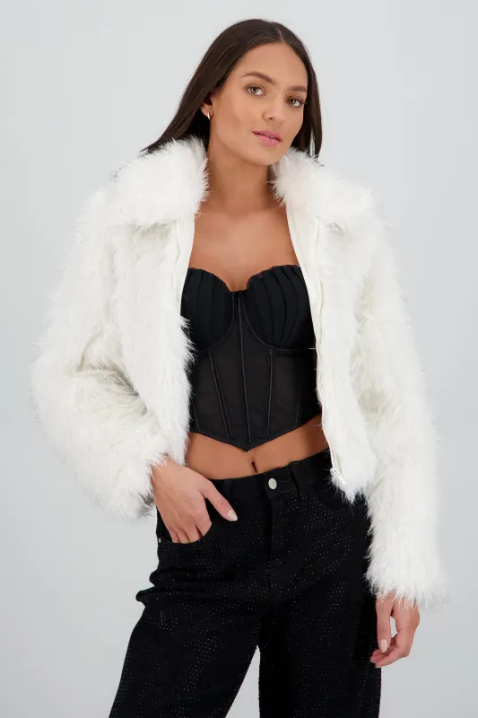 Abrigo corto pelo con lurex sold by Shasa