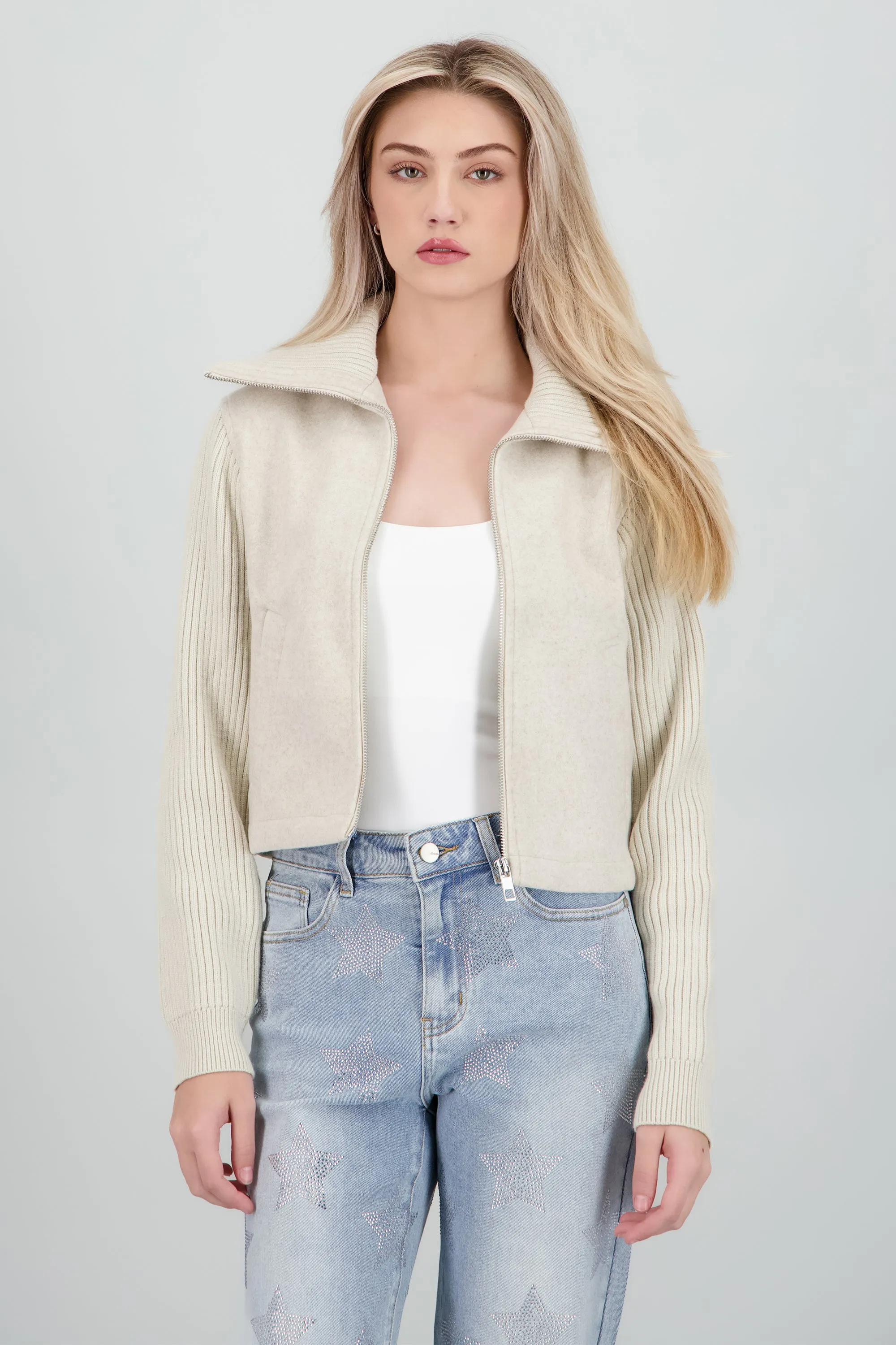 Light jacket contraste tejido de punto sold by Shasa