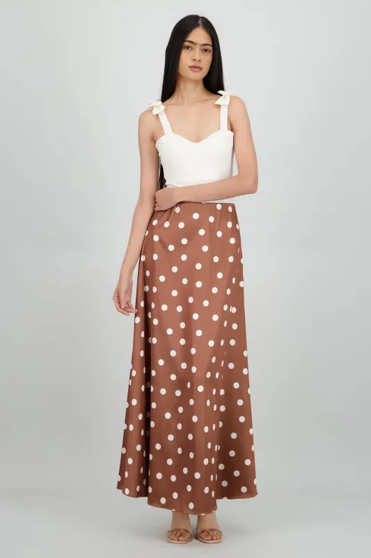 Falda maxi satinada polka dots sold by Shasa