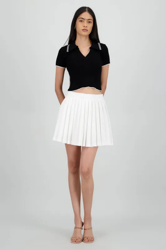 Falda short tableada estampado rayas lurex sold by Shasa