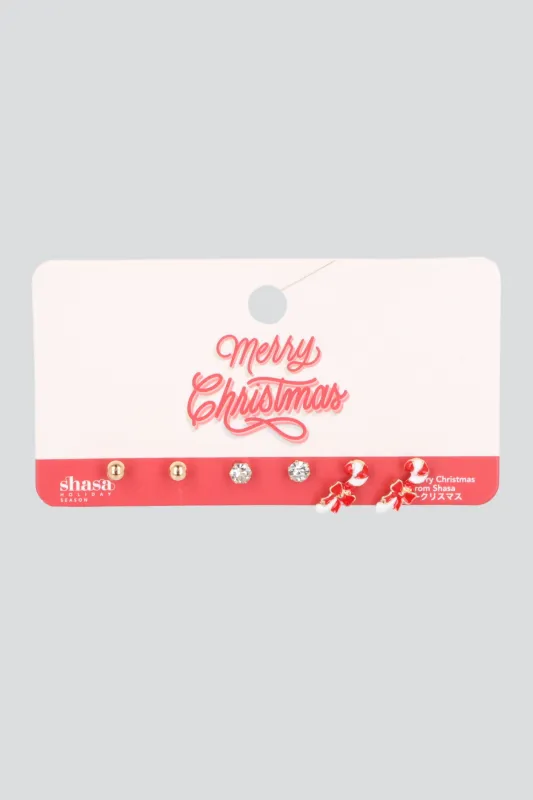 Set 3 pares aretes navideños sold by Shasa