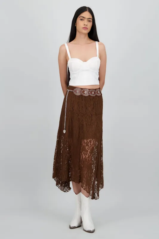 Falda encaje con cinturon boho sold by Shasa