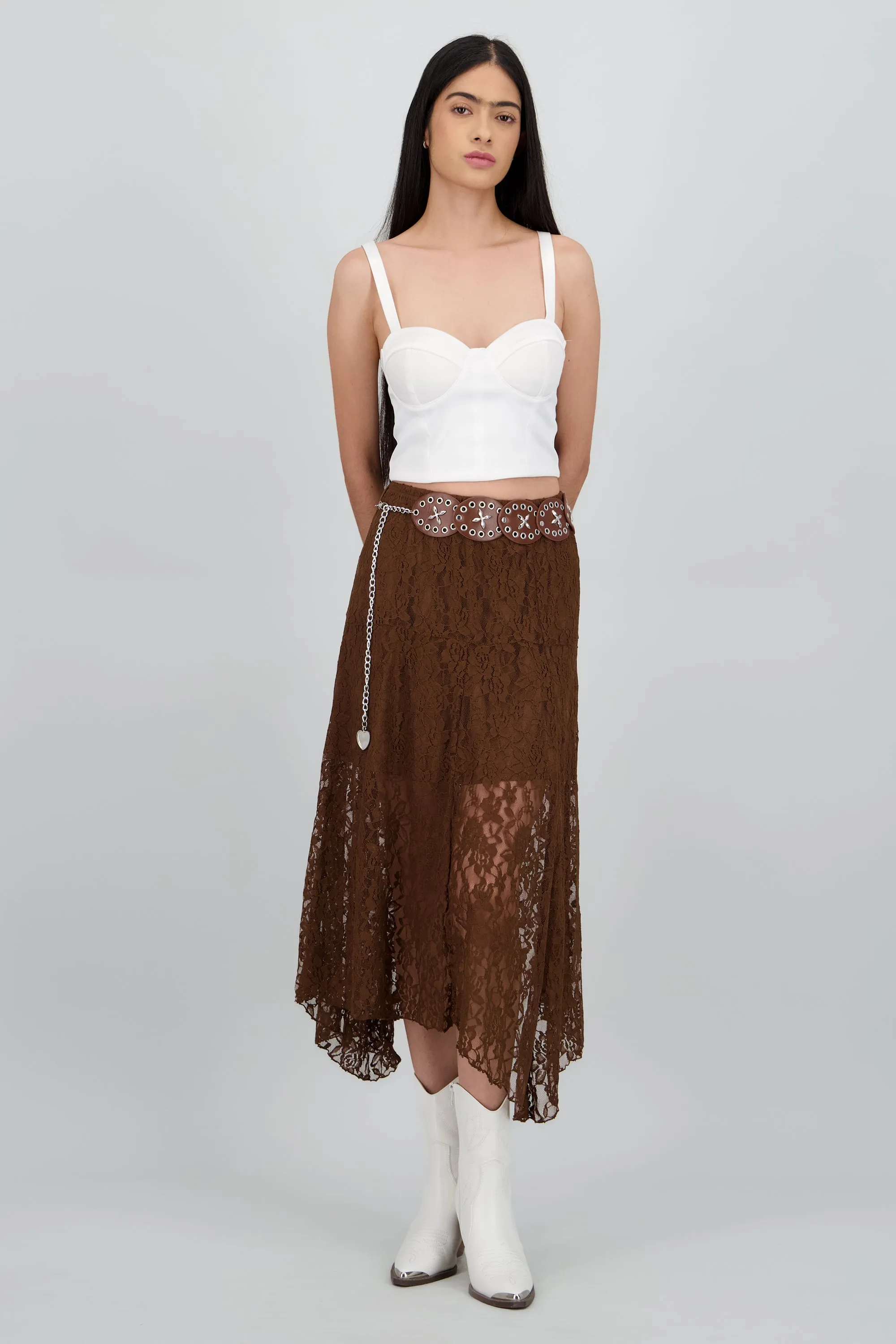 Falda encaje con cinturon boho sold by Shasa