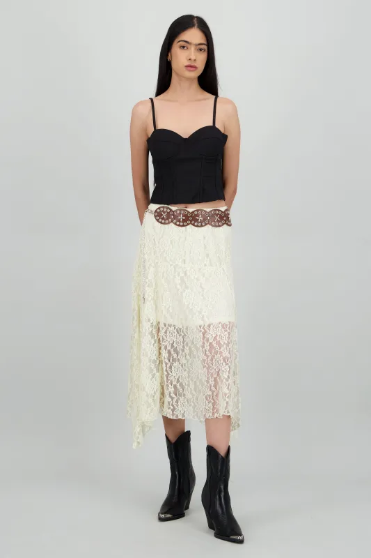 Falda encaje con cinturon boho sold by Shasa