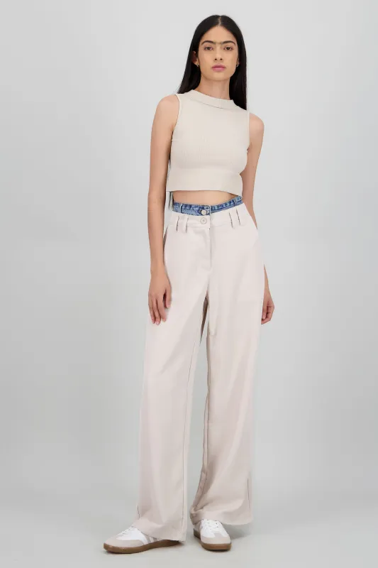 Pantalon liso doble pretina sold by Shasa