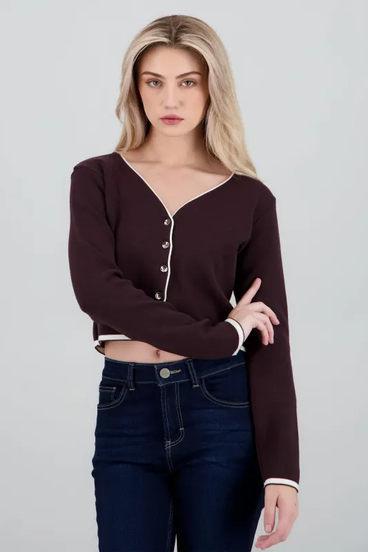 Cardigan botones detalle contraste sold by Shasa