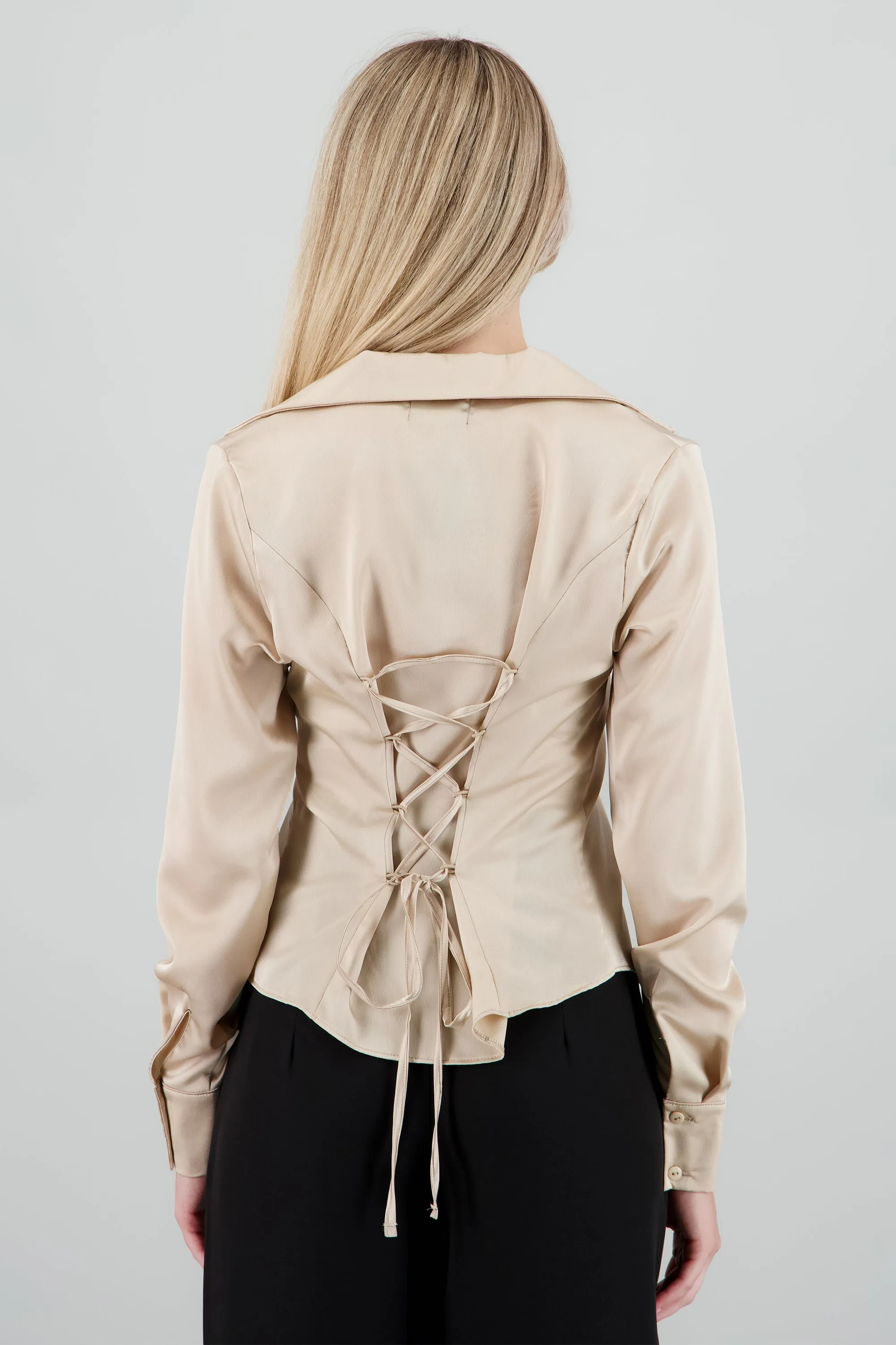 Camisa satin lace up espalda sold by Shasa product image thumbnail 4