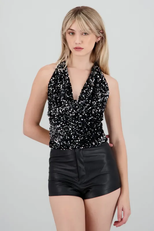 Top escote cascada lentejuelas sold by Shasa