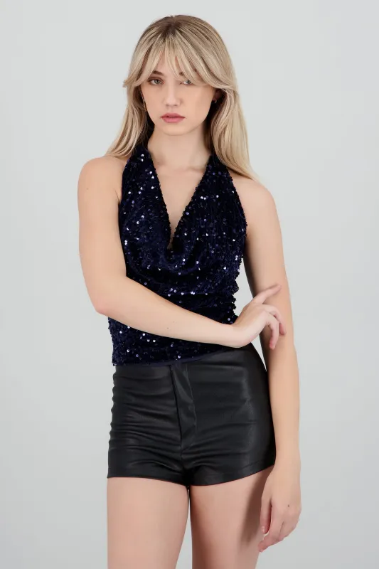 Top escote cascada lentejuelas sold by Shasa