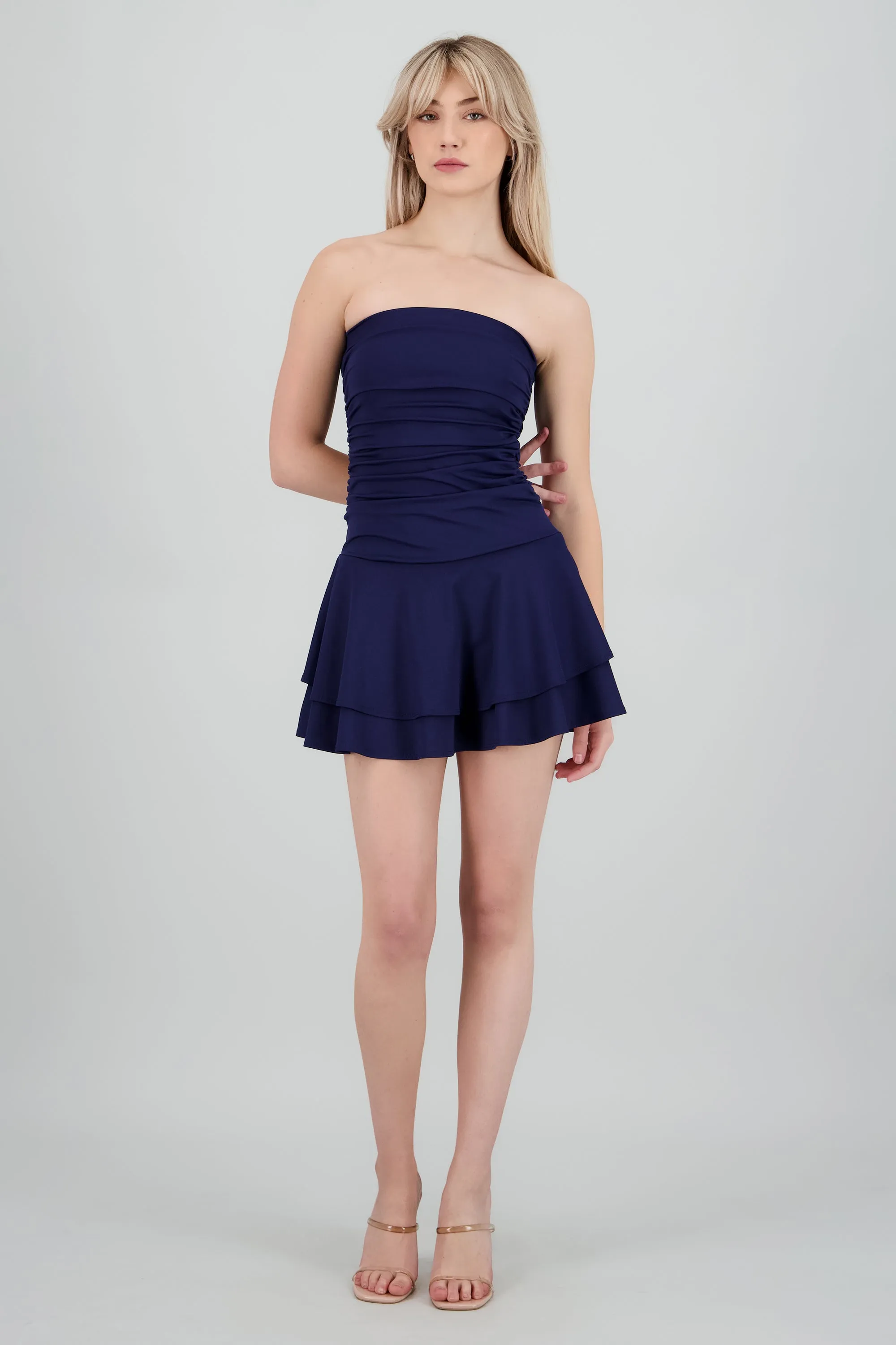 Vestido mini drapeado strapless sold by Shasa