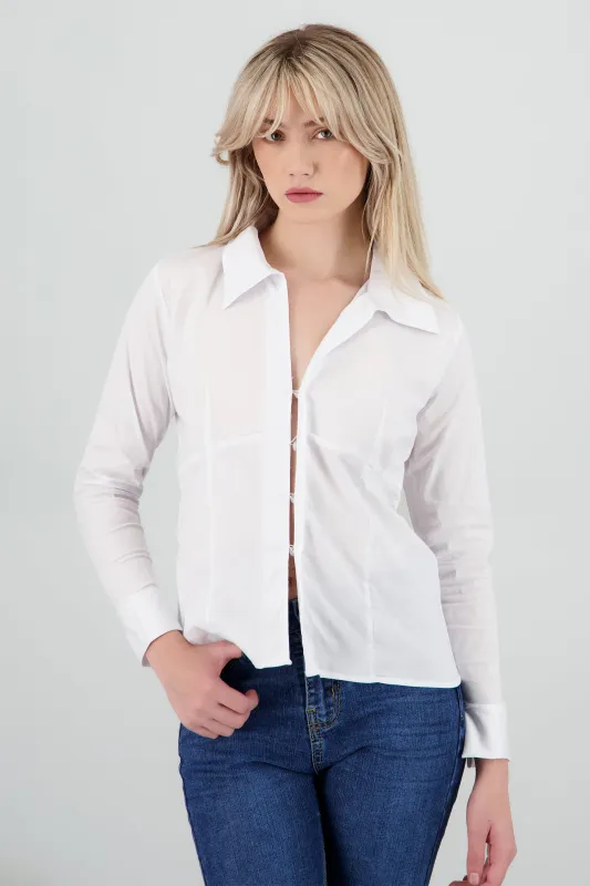 Camisa manga larga detalle cortes sold by Shasa