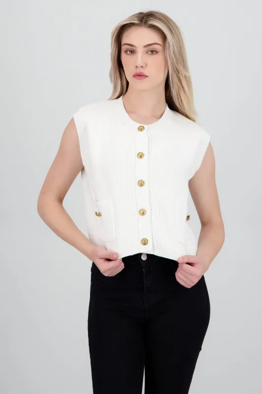 Top tejido sin mangas con botones sold by Shasa