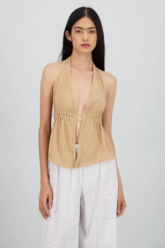 Top doble jareta halter cuentas sold by Shasa