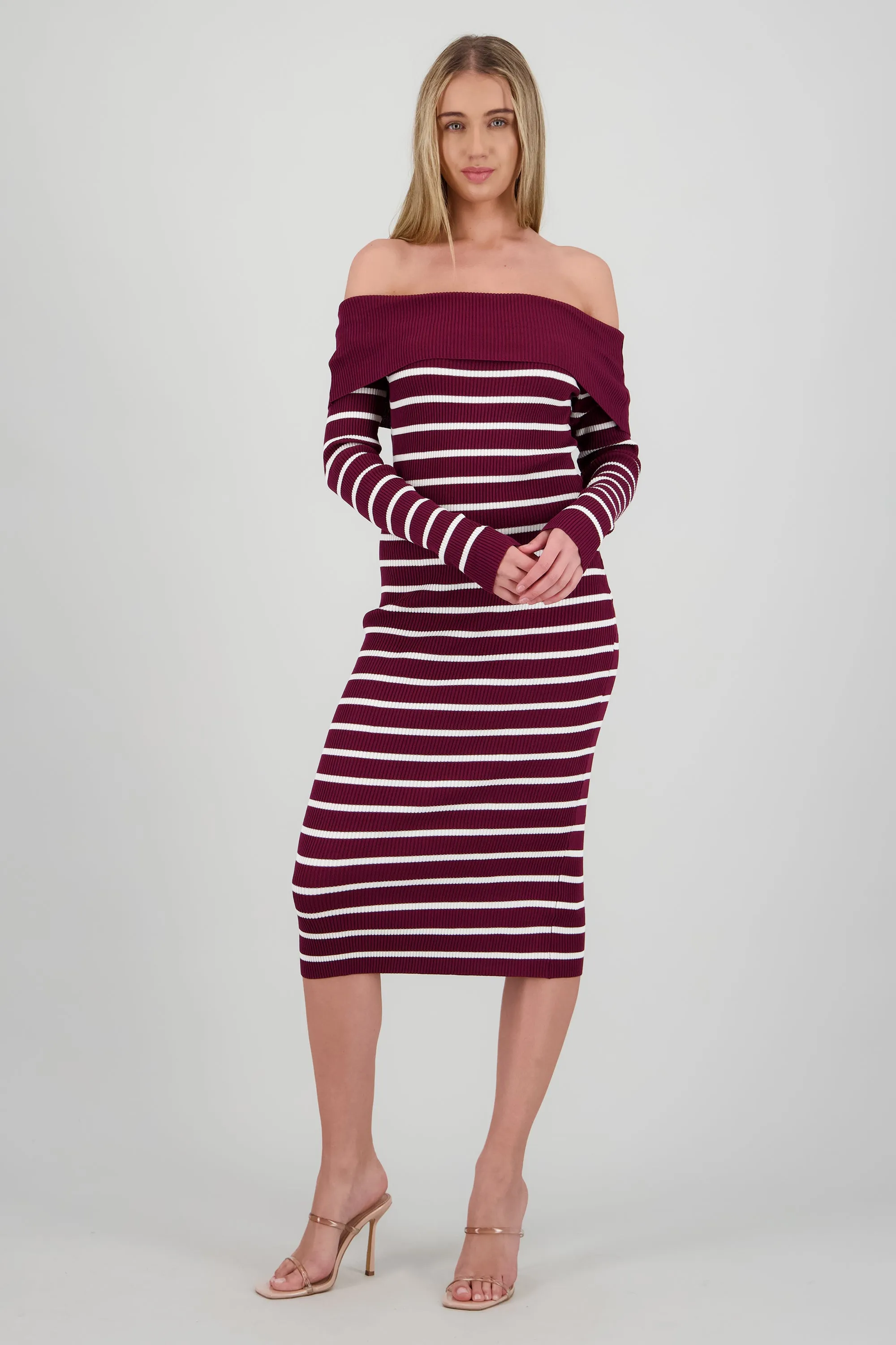 Vestido midi off shoulder rib sold by Shasa product image thumbnail 2