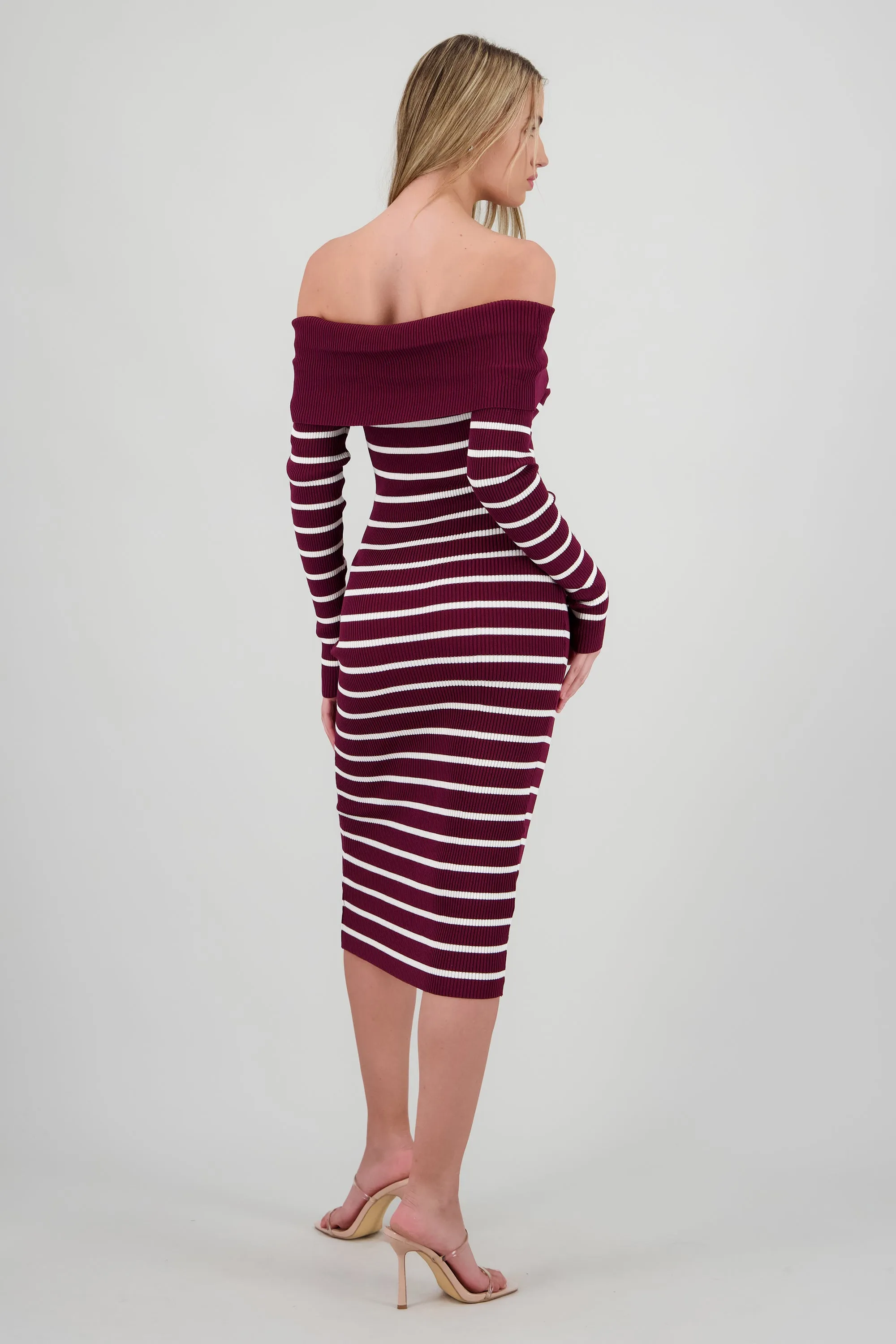 Vestido midi off shoulder rib sold by Shasa product image thumbnail 4