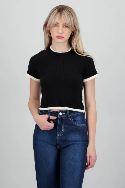 Top tejido manga corta contraste sold by Shasa