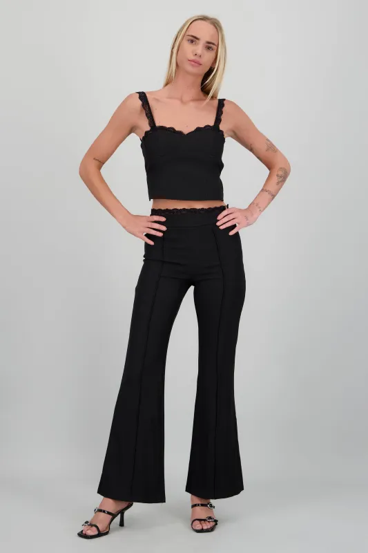 Pantalon sastreado detalle encaje pretina sold by Shasa