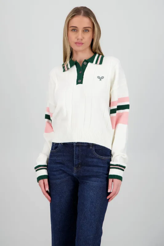 Sueter tipo polo contraste raqueta sold by Shasa