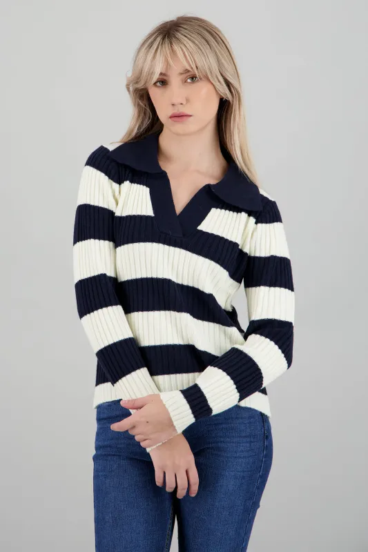 Sueter cuello polo a rayas grueso sold by Shasa