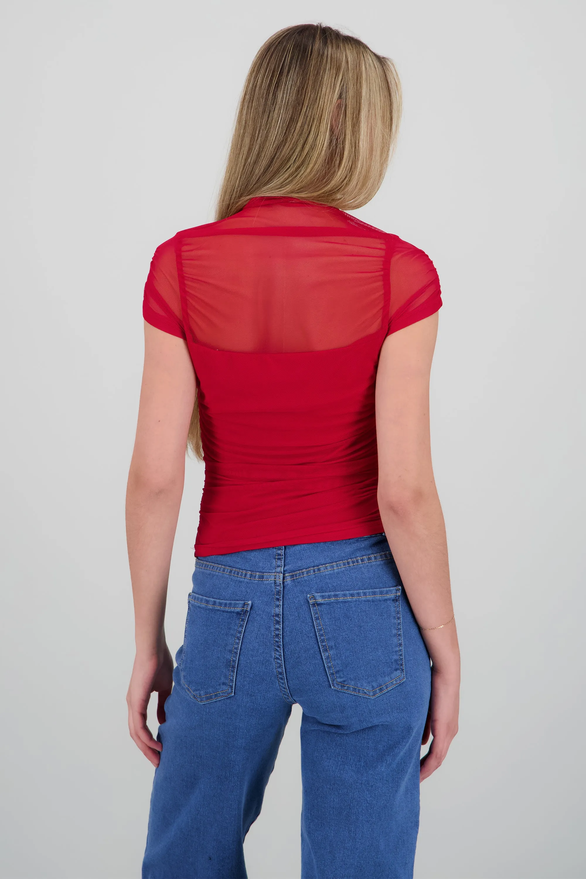 Blusa manga corta con frunces de mesh sold by Shasa product image thumbnail 4