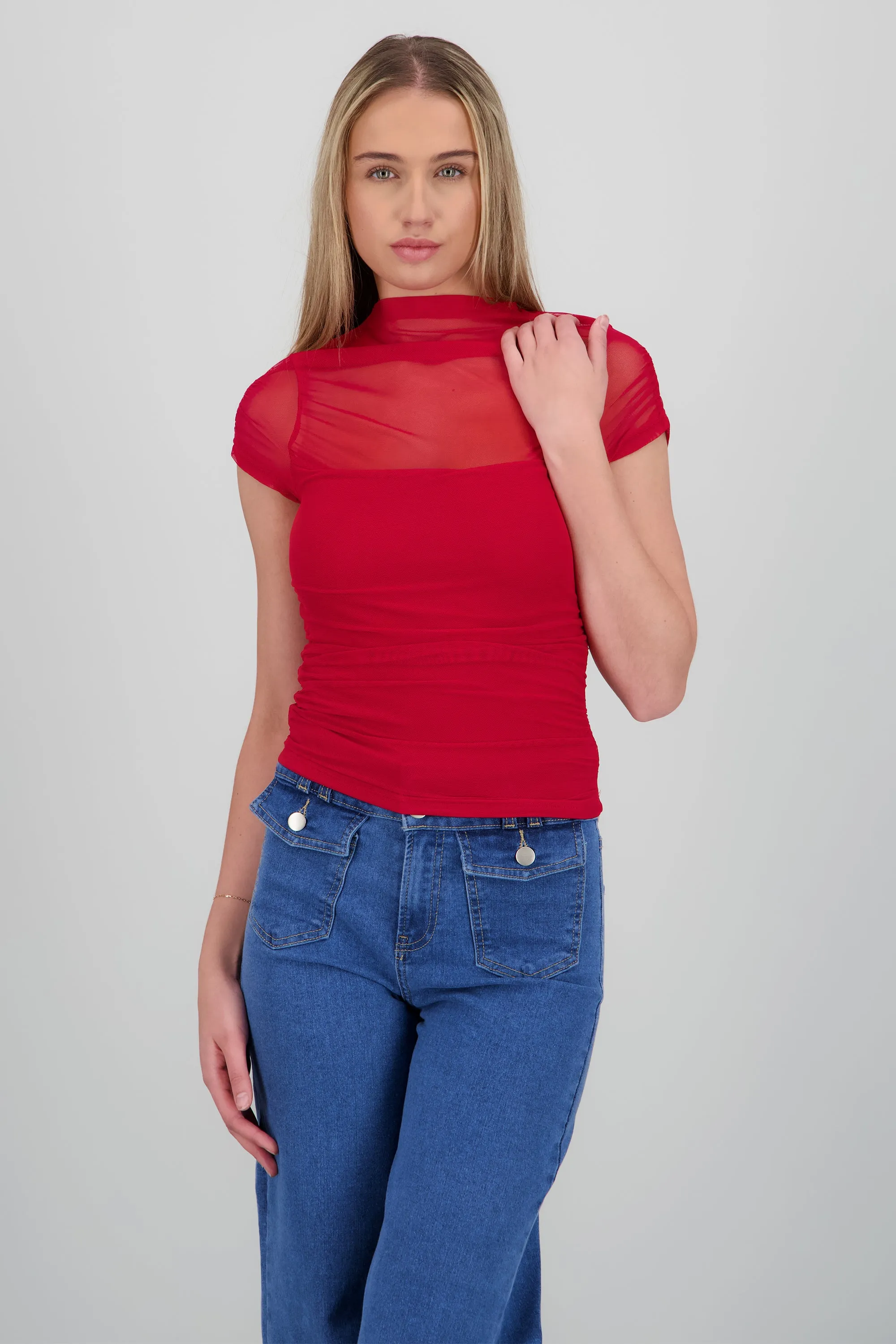 Blusa manga corta con frunces de mesh sold by Shasa product image thumbnail 2