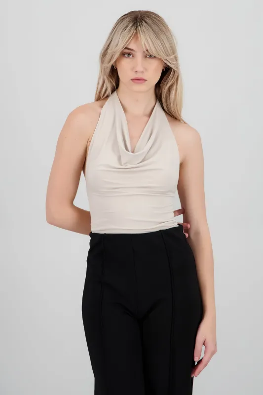Bodysuit halter escote cascada drapeado sold by Shasa