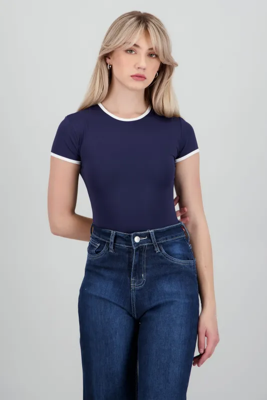 Body escote redondo contraste sold by Shasa