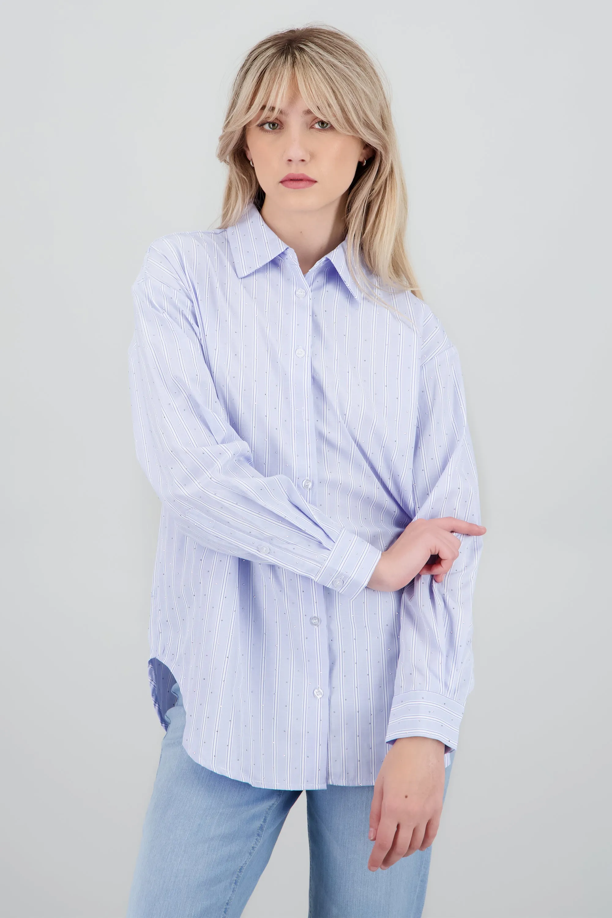 Camisa rayas detalle brillo sold by Shasa