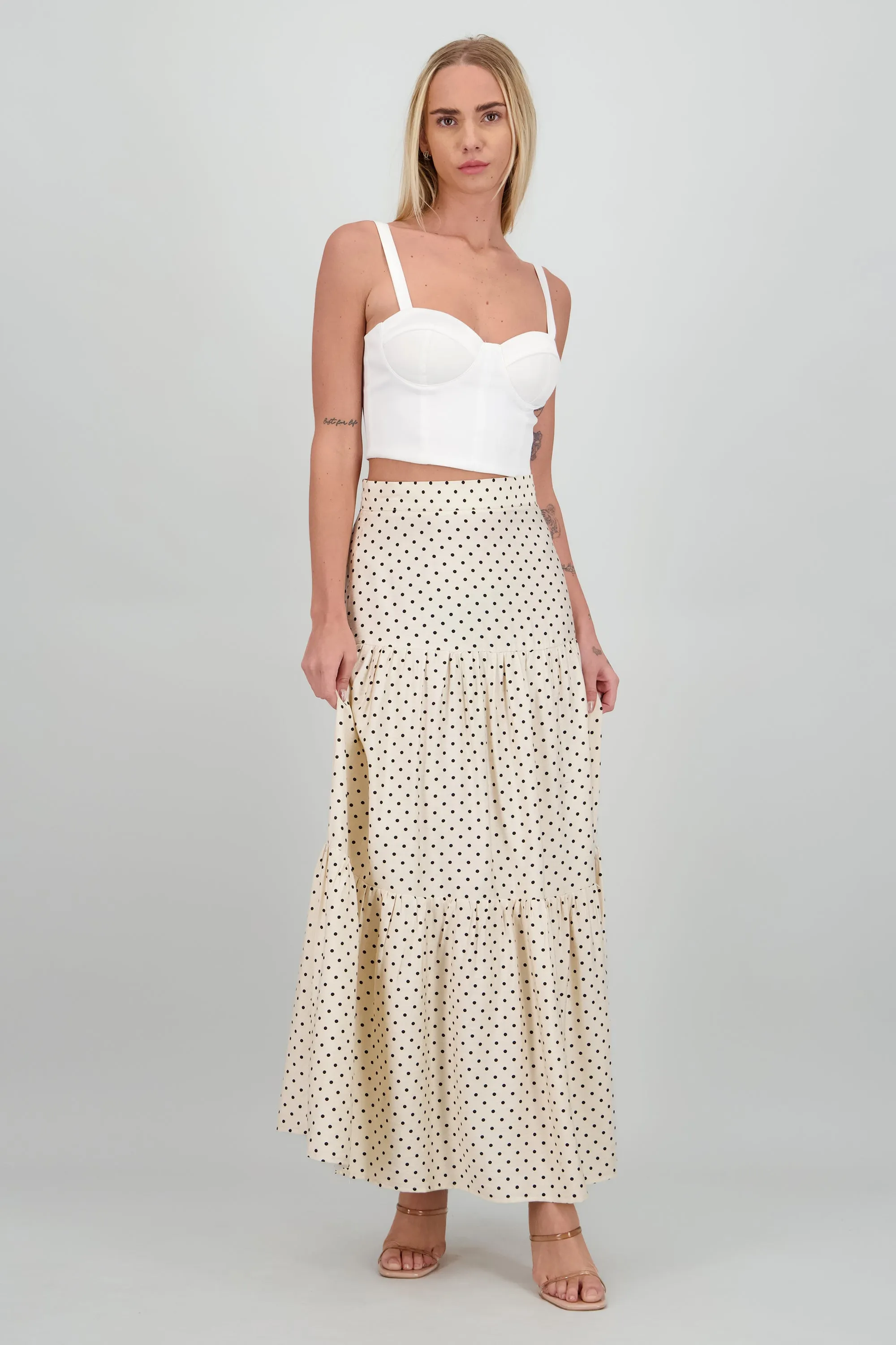 Falda maxi estampado polka olanes sold by Shasa