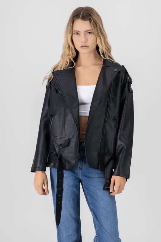 Chamarra biker oversized monocolor sold by Shasa
