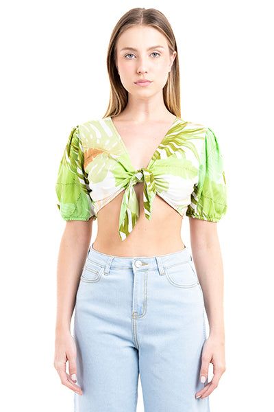 Top crop manga abullonada tropical sold by Shasa product image thumbnail 2