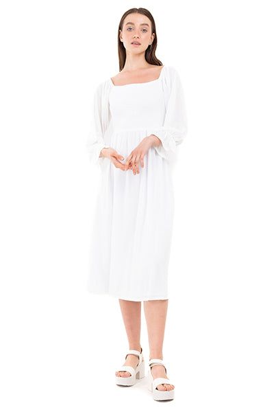 Vestido midi manga olanes sold by Shasa