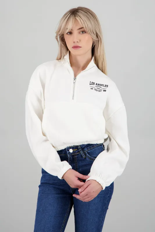 Sudadera cuello alto estampado sold by Shasa