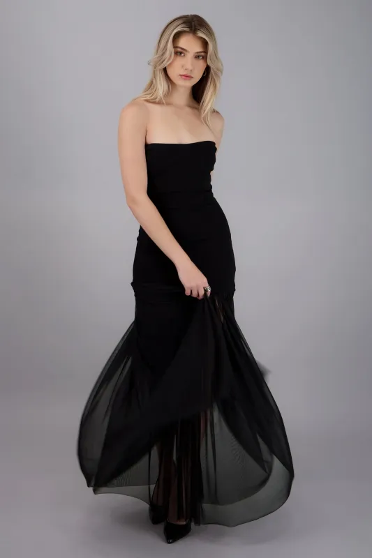 vestido maxi strapples falda mesh sold by Shasa