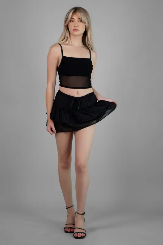 Falda short mini con olanes sold by Shasa