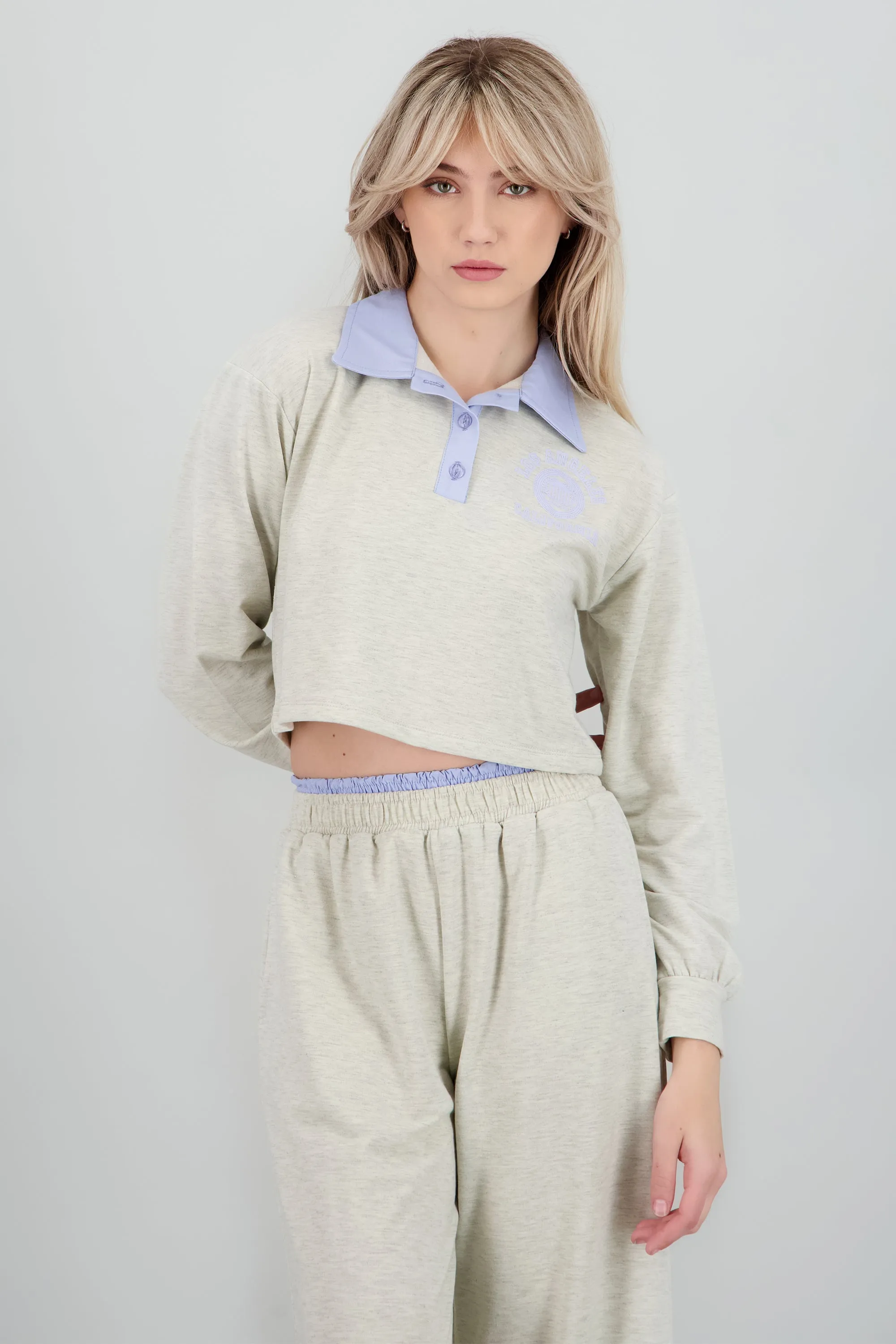 Sudadera estrampada detalle cuello polo sold by Shasa